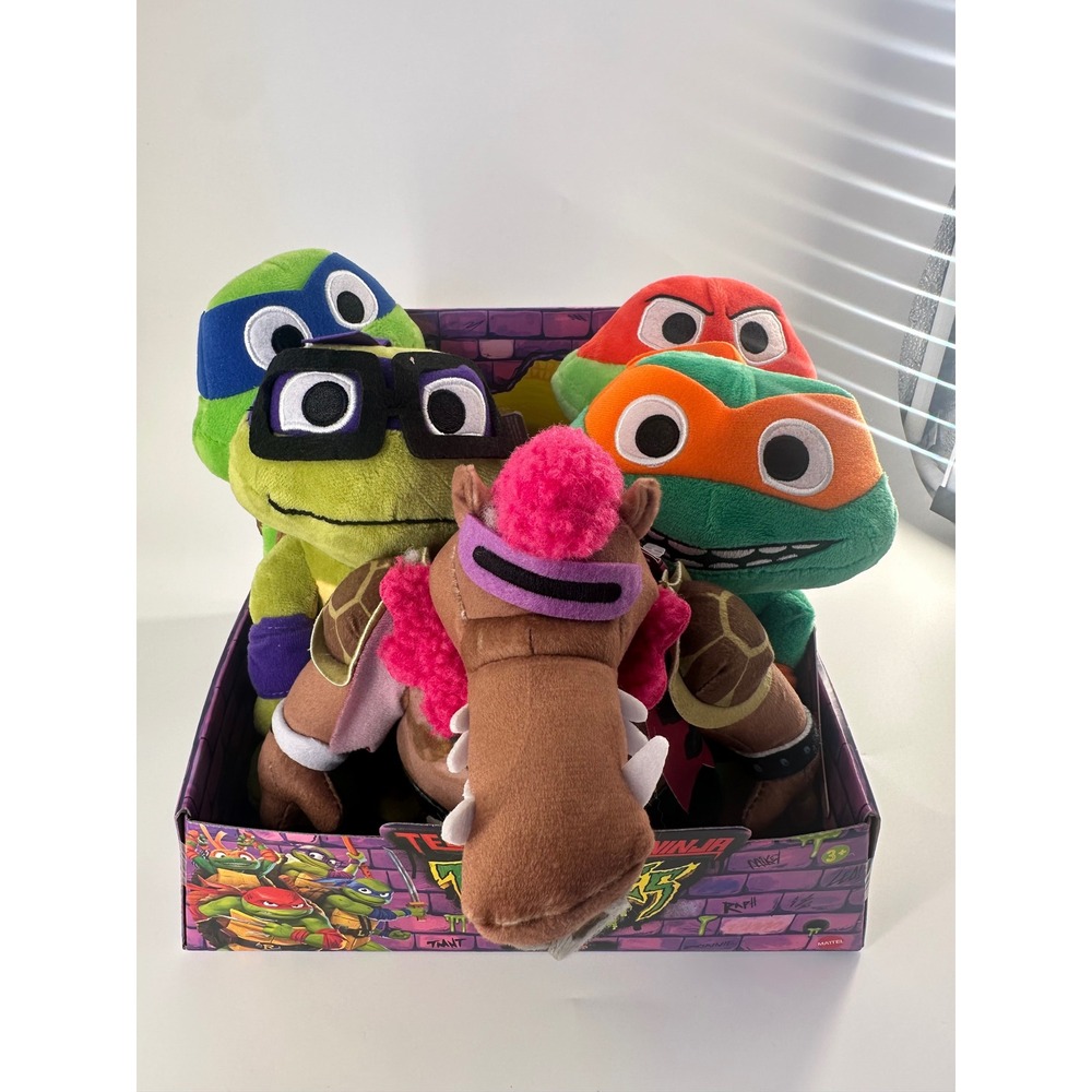 Mattel TMNT Mutant Mayhem Plush Set Leonardo Donatello Raphael Mikey Bebop 5pc